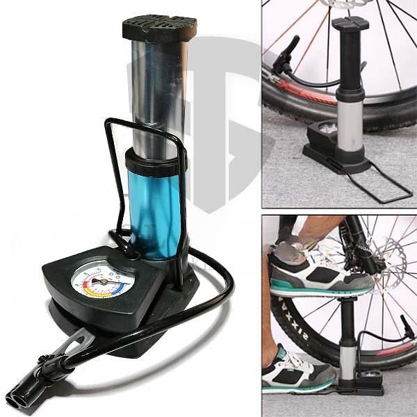 Foot And Hand Air Pump With Air Pressure Gauge