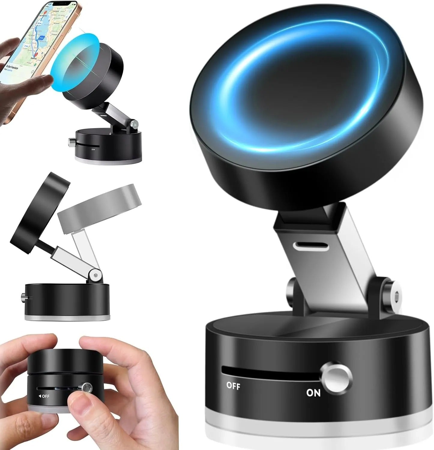 Vacuum Magnetic Suction Cup Folding Swivel phone holder